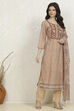 Beige Chanderi Hand Embroidered Unstitched Suit Set image number 6