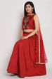 Rust Art Silk Metallic Lehenga Set image number 2