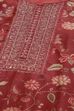 Maroon Chanderi Unstitched Suit Set image number 2