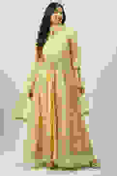 Yellow Flared Kurta Lehenga Suit Set image number 7