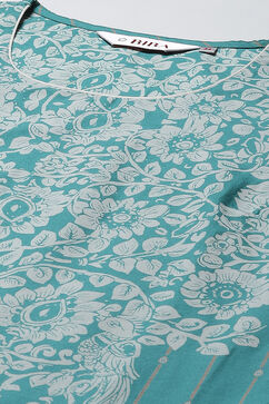 Green Cotton Straight Printed Kurta image number 1