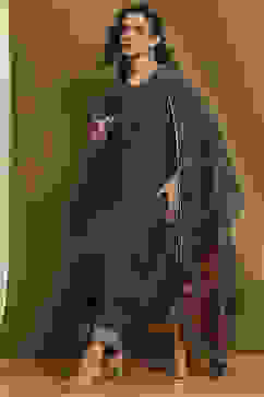 Dark Green Cotton Solid A-Line Suit Set image number 0