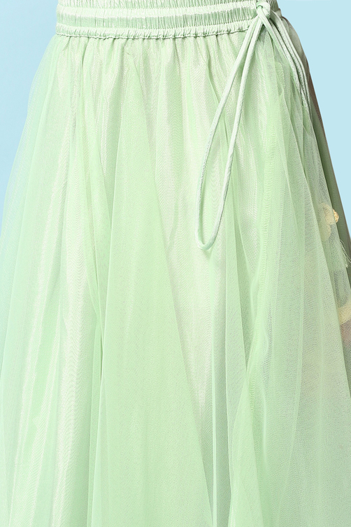 Yellow Cotton Blend Short Top Lehenga Set image number 2