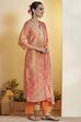 Orange Polyester Straight Printed Suit Set image number 5