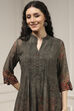 Charcoal-Rust Polyester Straight Printed Kurta image number 1