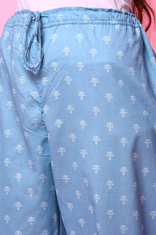 Beige Cotton Straight Kurta Palazzo Suit Set image number 2