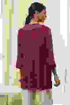 Red Embroidered Straight Short Kurta image number 3