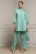 Green Viscose Rayon Straight Dyed Suit Set image number 6