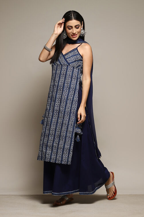 Red Cotton Straight Printed Kurta Sharara Suit Set image number 5