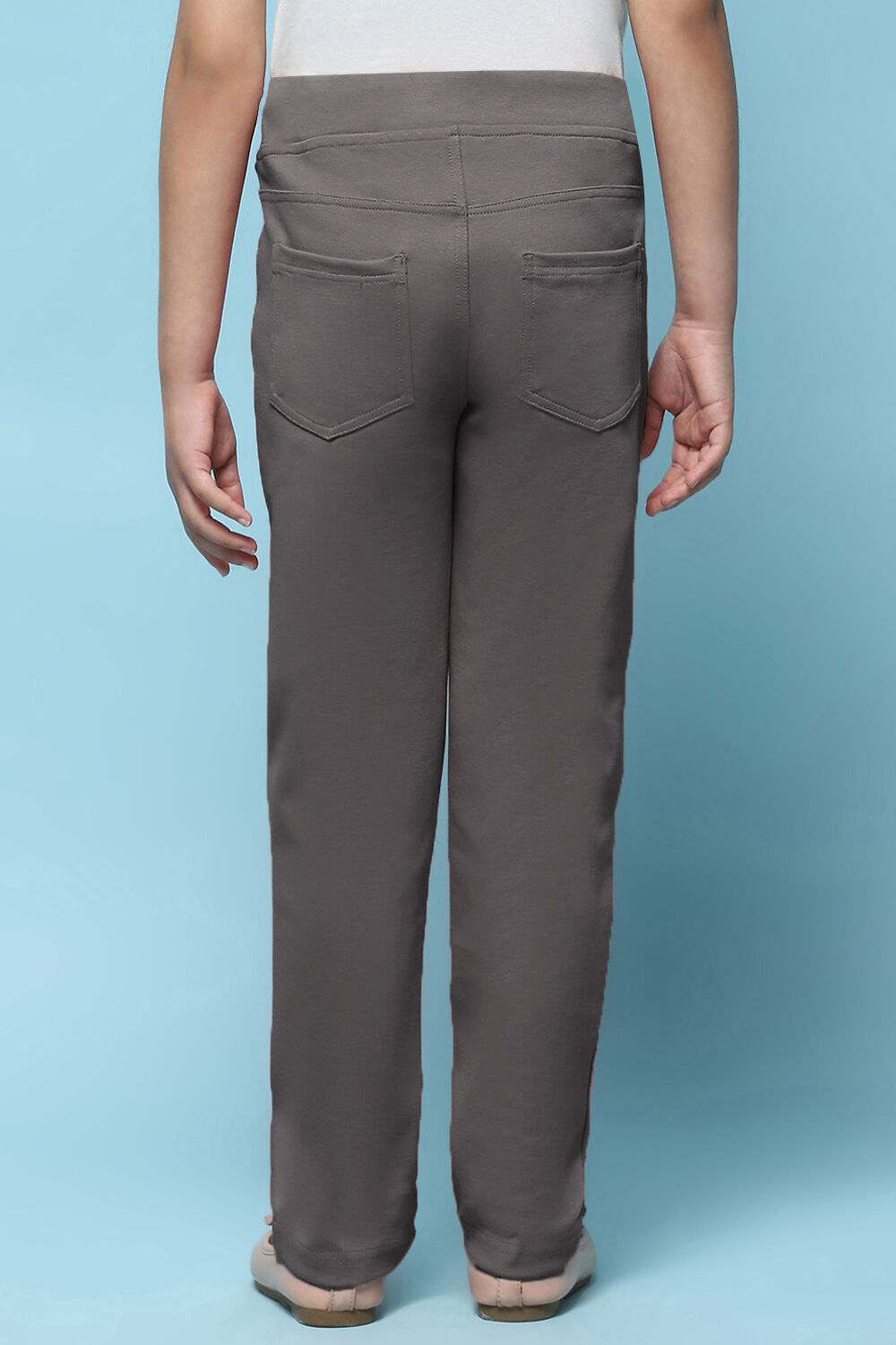 Grey Cotton Lycra Skinny Jeggings image number 5