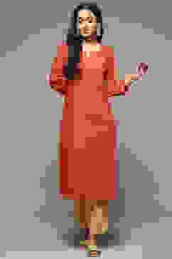 Orange Cotton Straight Kurta image number 0