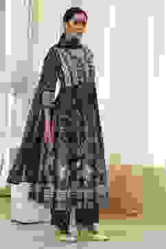 Indigo Cotton Floral Anarkali Suit Set image number 5