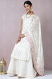 Off White Poly Metallic Cotton Straight Kurta Skirt Suit Set image number 8