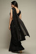 Black Silk Gathered Solid Kurta Suit Set image number 4