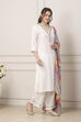 White & Pink Yoke Design Straight Suit Set image number 5