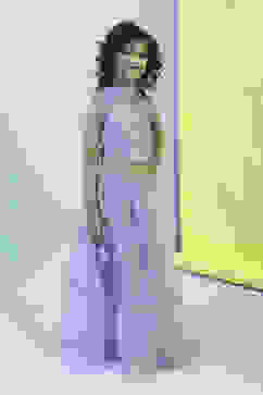 Lilac Embroidered Flared Lehenga Set image number 5