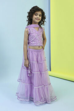 Lilac Net Lehenga Set image number 5