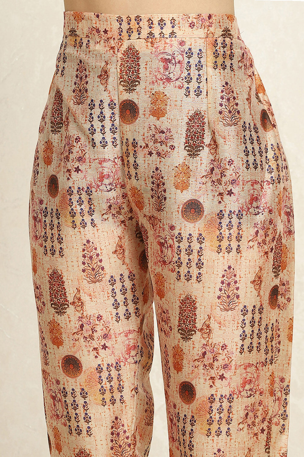 Maroon Cotton Handloom Unstitched Suit Set image number 3