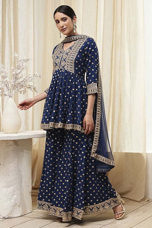 Ivory Viscose Straight Suit Set image number 3