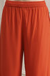 Burnt Orange Dyed Asymmetric Kurta Set image number 2
