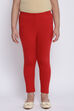 Deep Red Cotton Lycra Solid Leggings image number 3