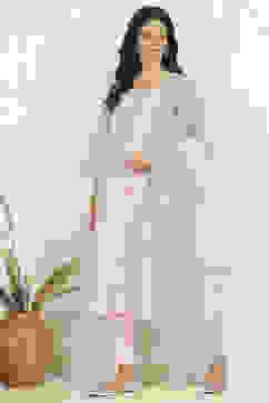 Light Pink Chanderi Unstitched Suit Set image number 1