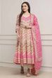 Pink Cotton Printed Anarkali Suit Set image number 6