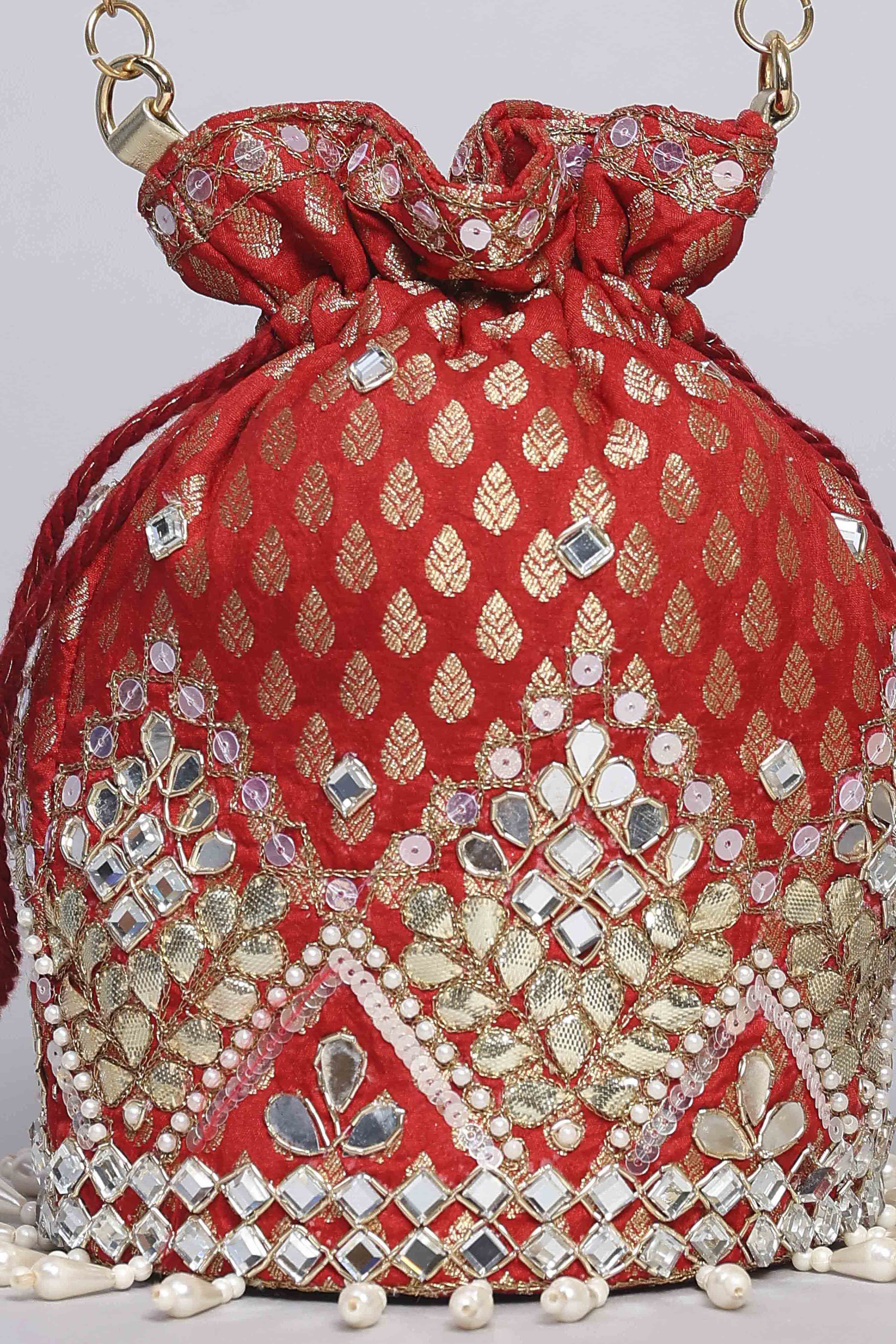 Red Polycotton Potli image number 1