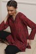 Maroon Black Polyester Straight Printed Kurta