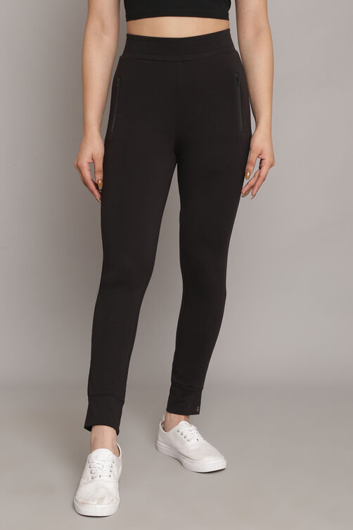 Charcoal Melange Knitted Cotton Blend Joggers image number 4