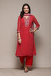 Yellow Viscose Straight Suit set image number 8