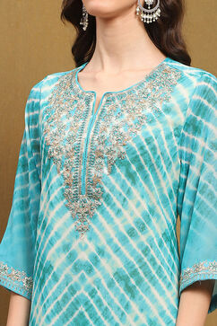 Sea Green Georgette Printed Festive Straight Suit Set image number 1