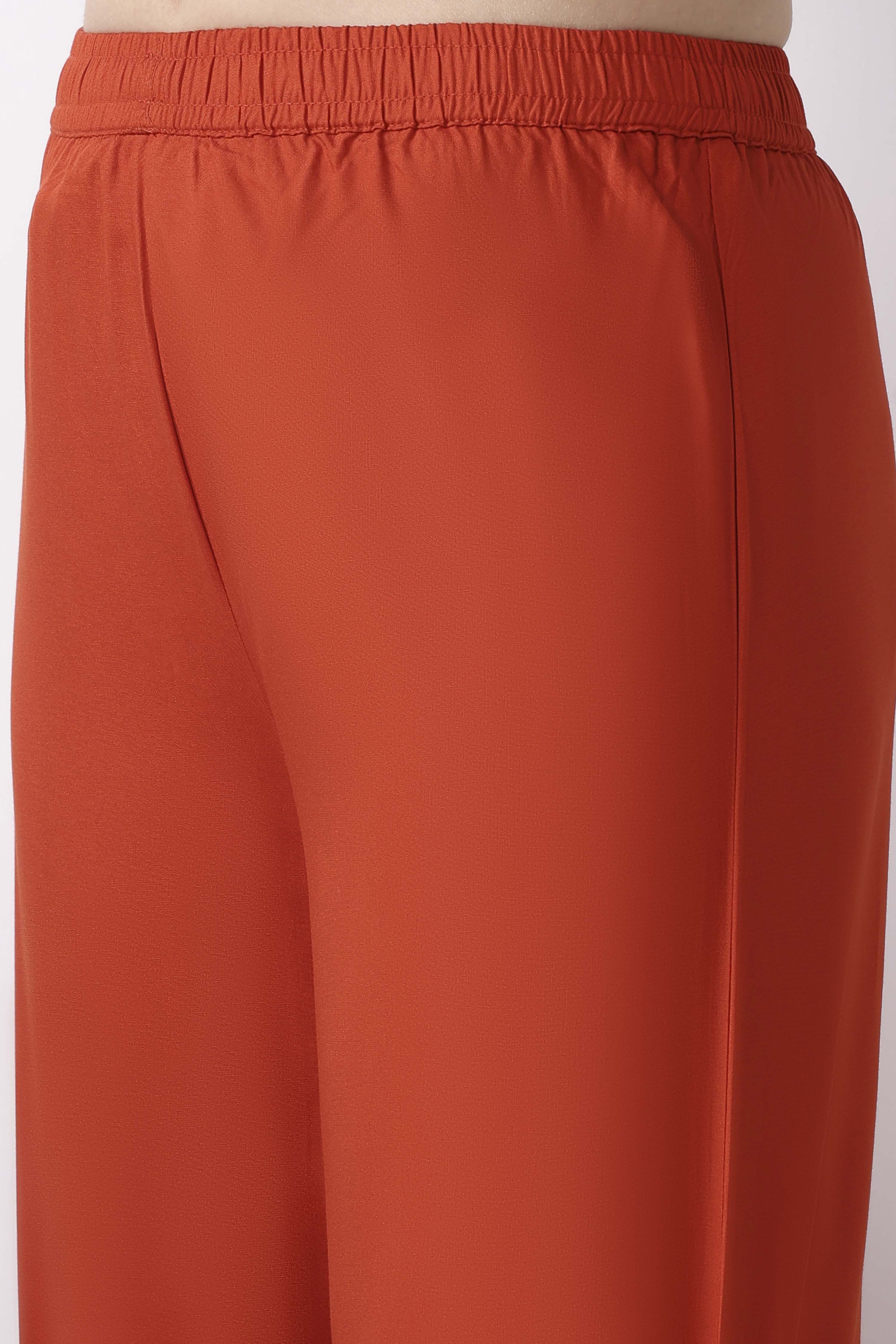 Berry Maroon Solid Straight Palazzos image number 1