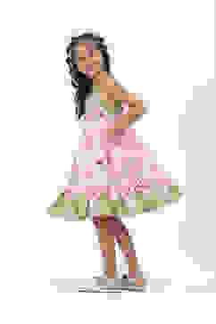 Pink Viscose Rayon Printed Tiered Dress image number 1