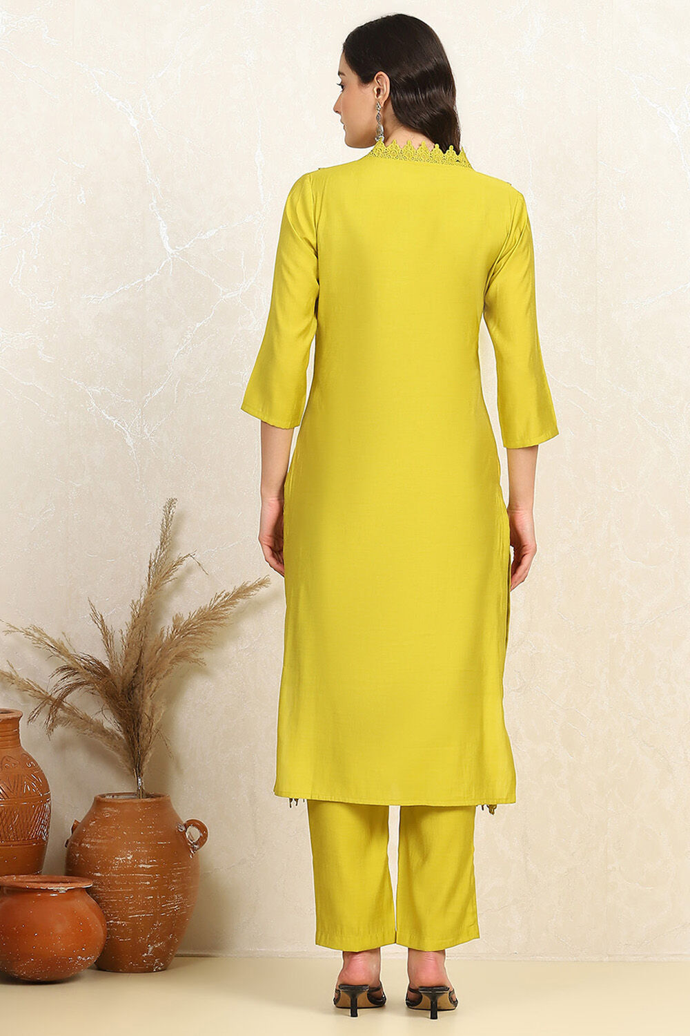 Mustard Silk Blend Unstitched Suit Set image number 5