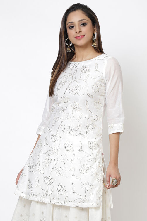 Blue Art Silk Short Yarndyed Kurti image number 2