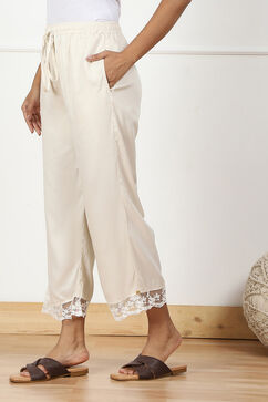 Cream Rayon Regular Solid Palazzo image number 2
