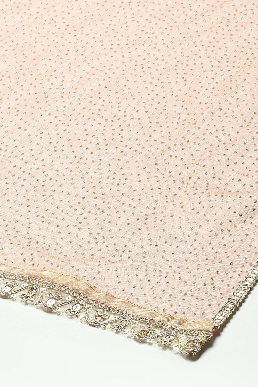 Green Cotton Tissue Blouse Tiered Lehenga & Net Dupatta image number 3