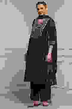 Blue Cotton Blend A-Line Printed Suit Set image number 3