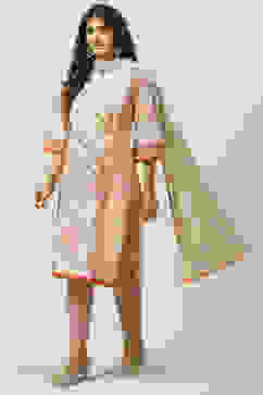 Blush Brown Poly Cotton Straight Suit Set image number 0