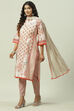 Blush Brown Poly Cotton Straight Suit Set