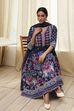 Indigo Cotton Floral Anarkali Suit Set