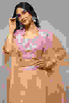 Powder Pink Cotton Silk Embroidered Lehenga Set image number 1