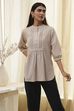 Black Cotton Yarn-Dyed Short Straight Kurta image number 5