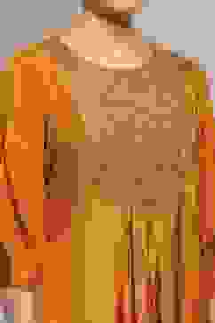 Mustard Yellow Viscose Rayon Straight Solid Kurta image number 1