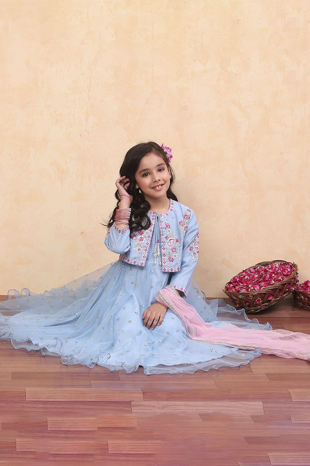 Blue Net Anarkali Suit Set image number 0