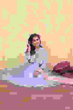 Blue Net Anarkali Suit Set image number 0