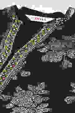 Black Cotton Straight Kurta Palazzo Suit Set image number 1