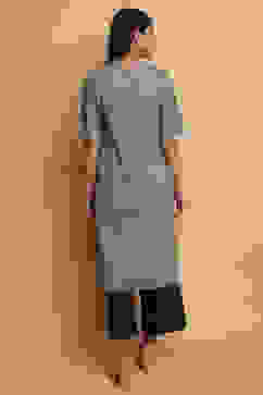 Grey Cotton Kurta Pants Set image number 6