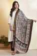Black Chennur Silk Floral Printed Dupatta image number 6